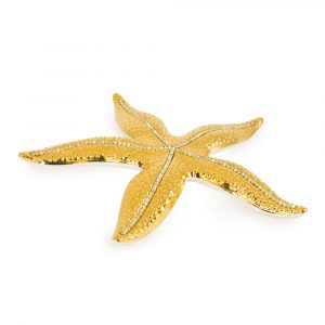 GIARDINO Stelle marine 41×41 cm, ceramica, colore e decorazione oro, cristallo