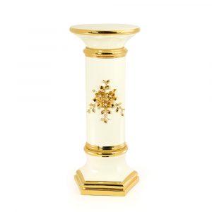 EMOZIONI Colonna esterna H86cm, ceramica, Colore Bianco, Decorazione oro, cristallo
