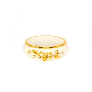 EMOZIONI piattino per gioielli D13, 5xh4, 5 cm, ceramica, Colore bianco, decor Oro, swarovski